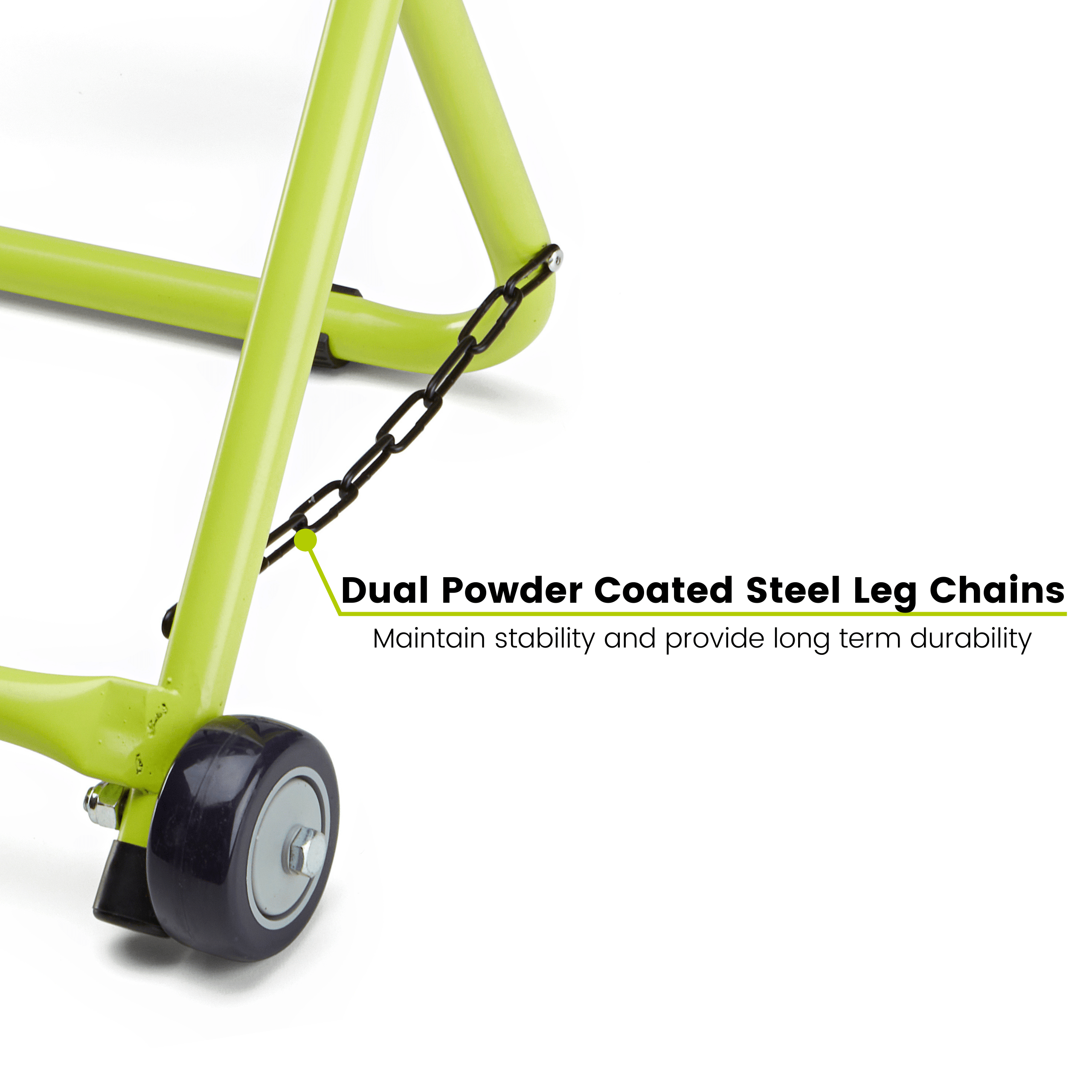 trueCADDY Dual Powder Coated Steel Leg Chains that Maintain Stability and Provide Long Term Durability.