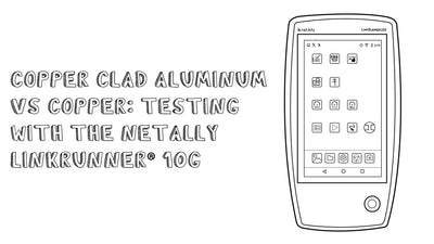 Hand-drawn illustration comparing Copper Clad Aluminum vs Copper cable testing results.