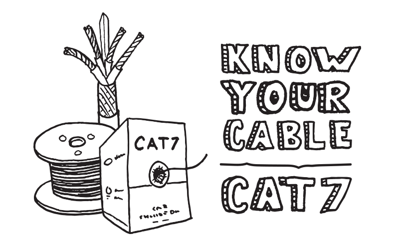picture of a box of cat7 cable next to text saying know your cable cat 7
