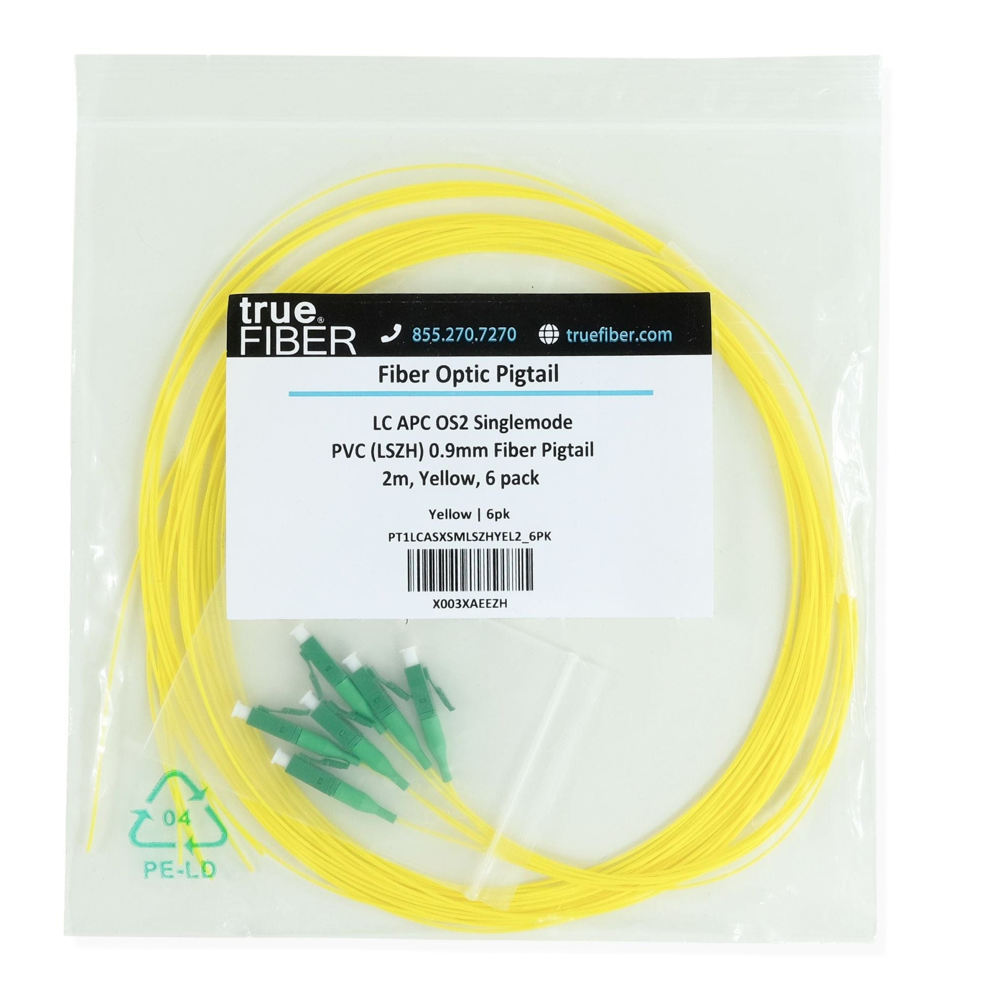 LC APC Simplex Fiber Pigtail OS2 | SM LSZH - 6 PACK