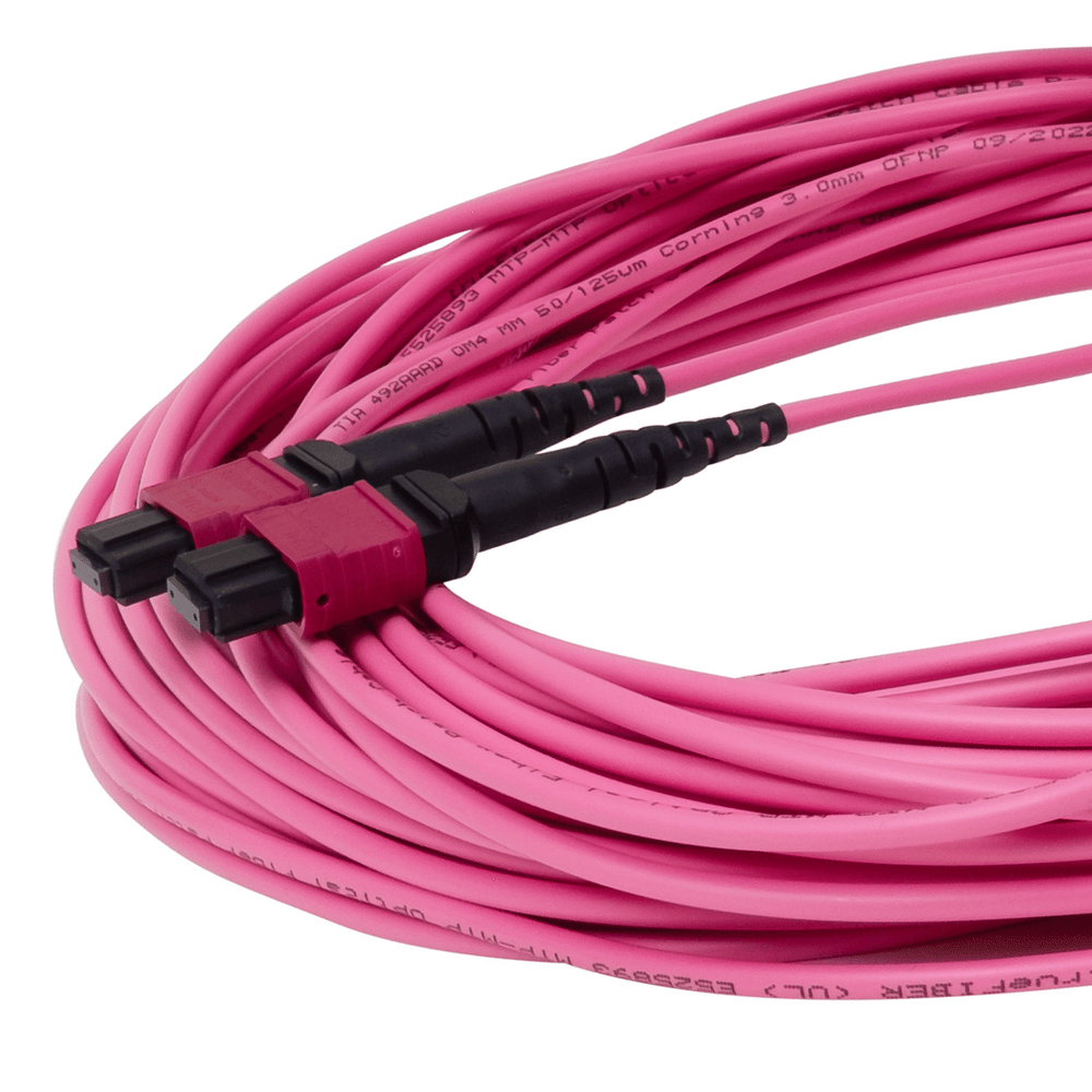 High-Quality MTP® to MTP® Female OM4 12 Fiber Type B MM OFNP | trueCABLE