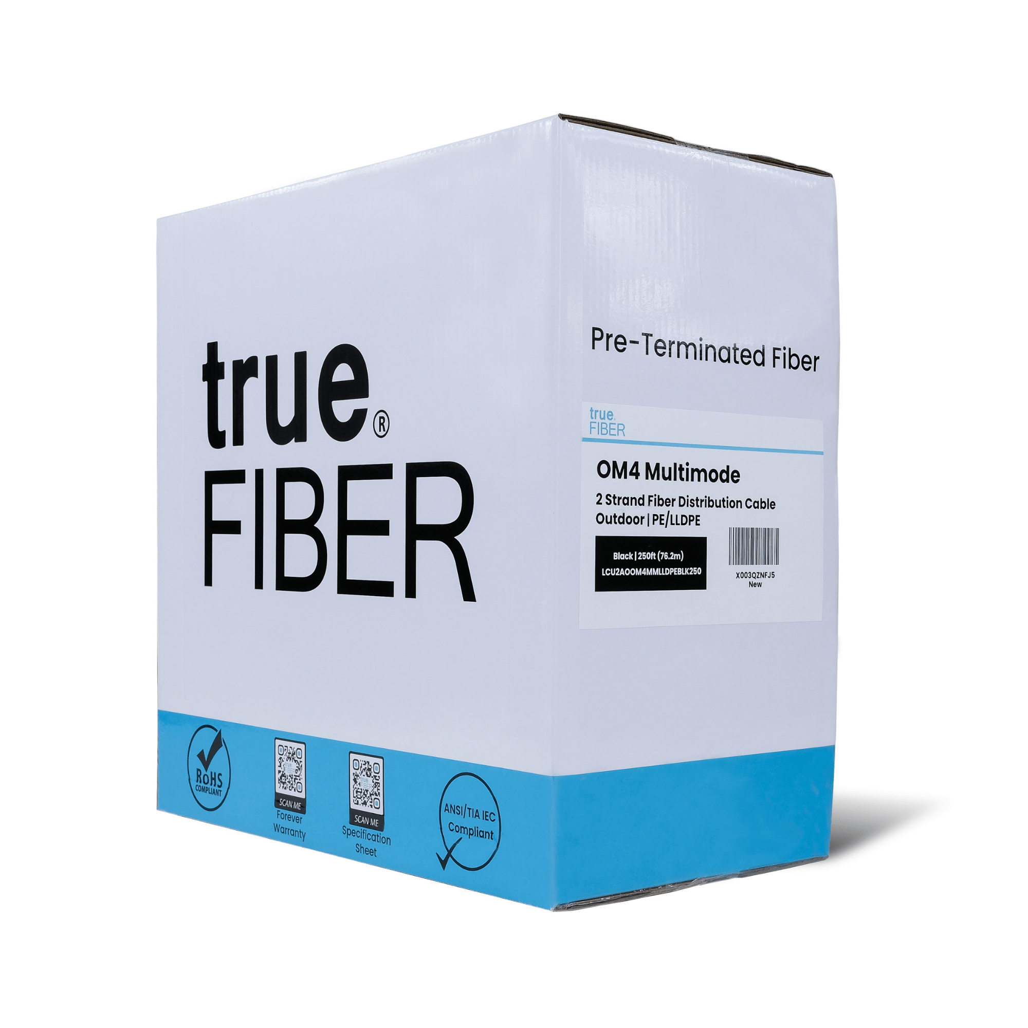 LC-LC UPC Pre-Terminated 2 Strand Fiber | OM4 Multimode Outdoor | Direct Burial Armored