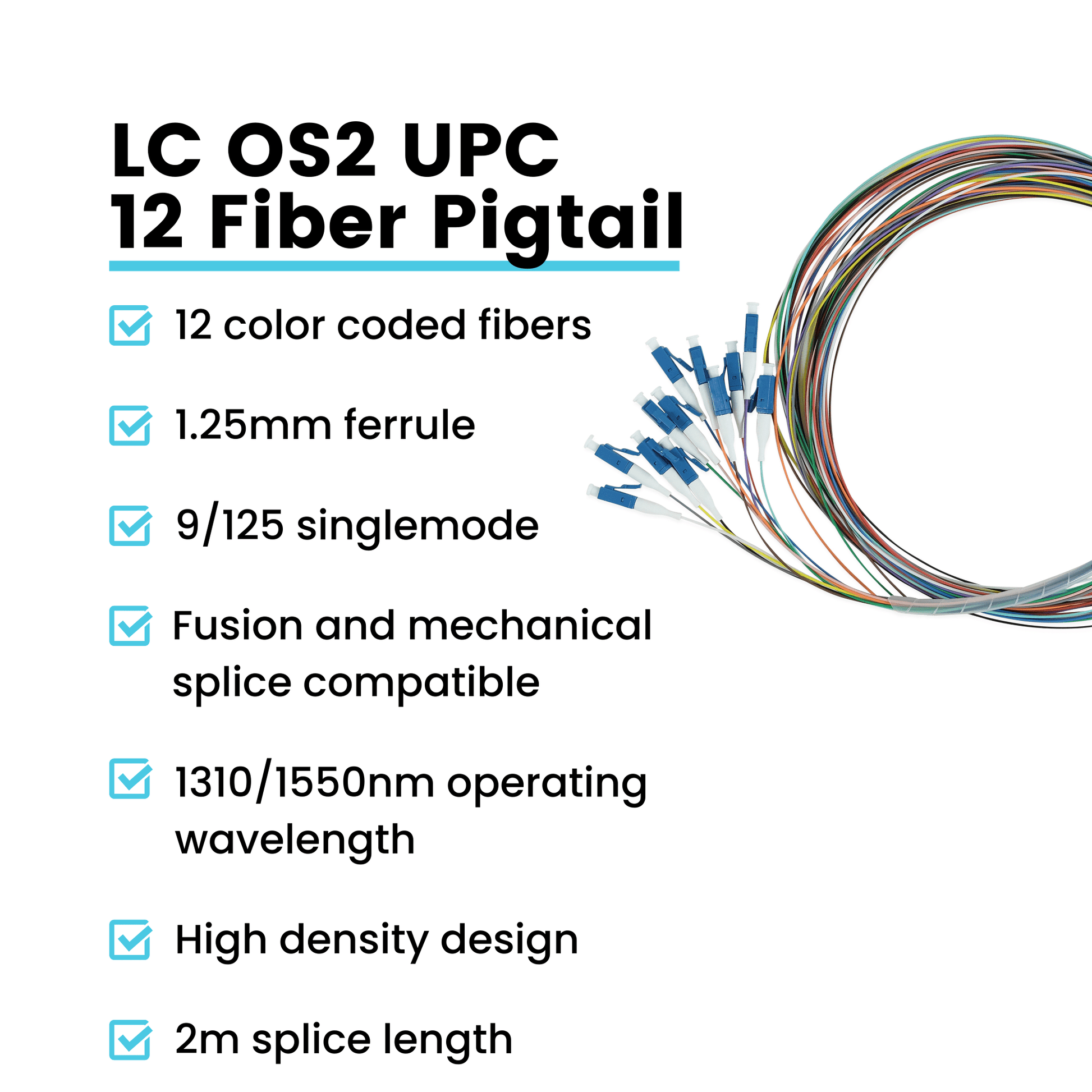 12 Fiber LC UPC Pigtail OS2 | SM LSZH