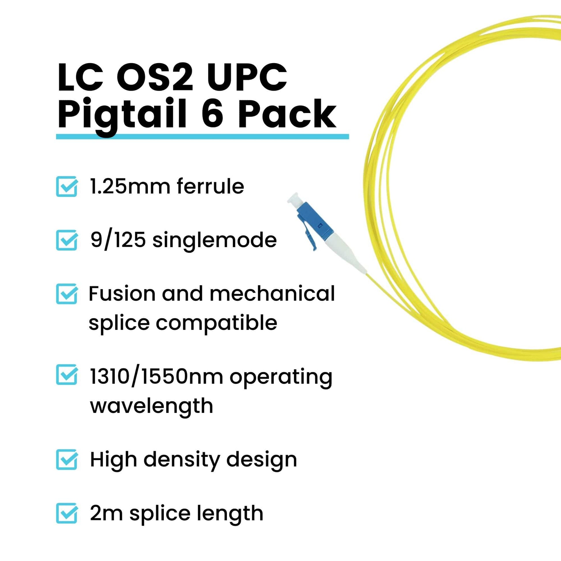 LC UPC Simplex Fiber Pigtail OS2 | SM LSZH - 6 PACK
