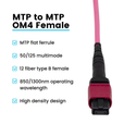 MTP® to MTP® Female OM4 12 Fiber Type B | MM OFNP