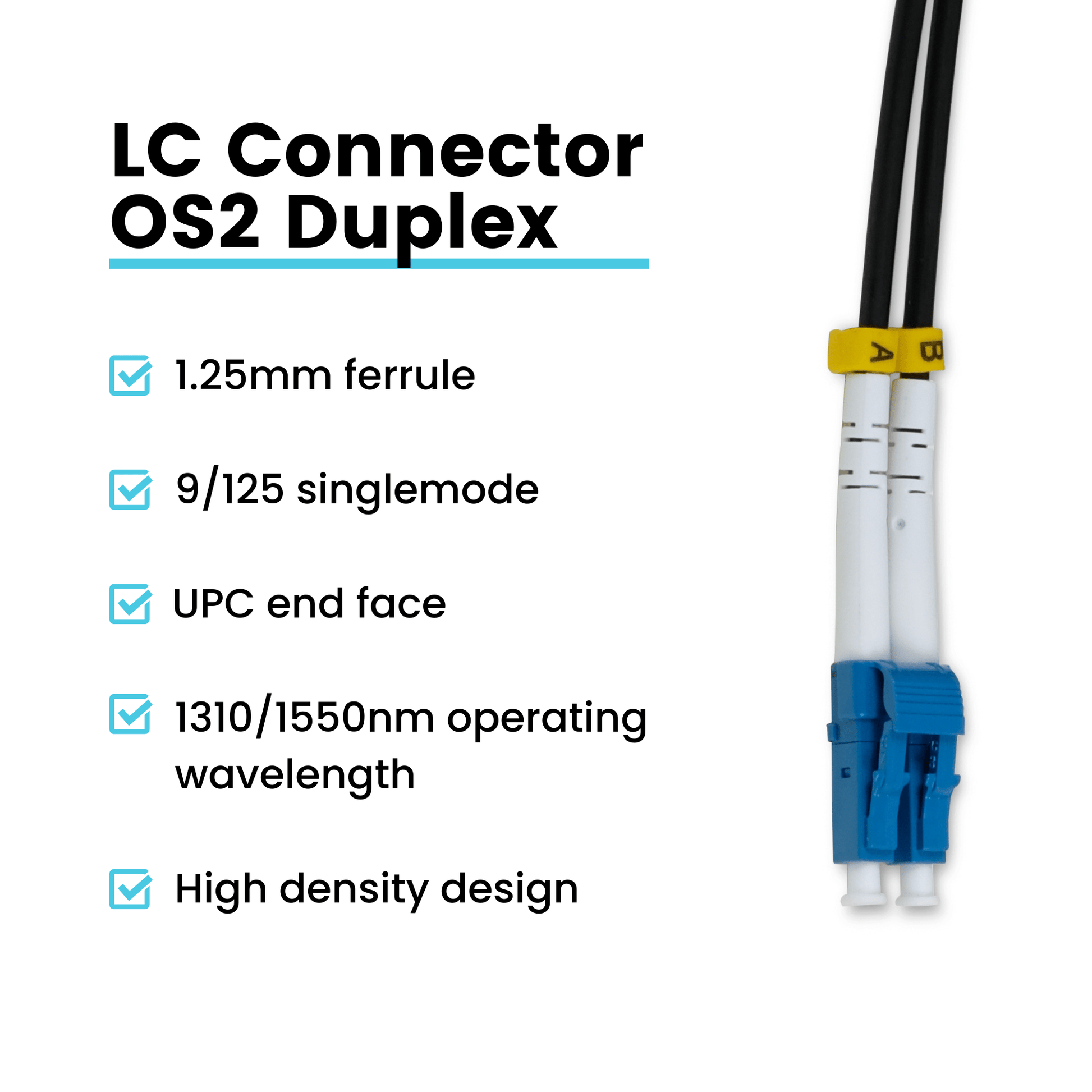 LC-LC UPC Pre-Terminated 2 Strand Fiber | OS2 Singlemode Outdoor | Direct Burial Armored