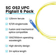 SC UPC Simplex Fiber Pigtail OS2 | SM LSZH - 6 PACK