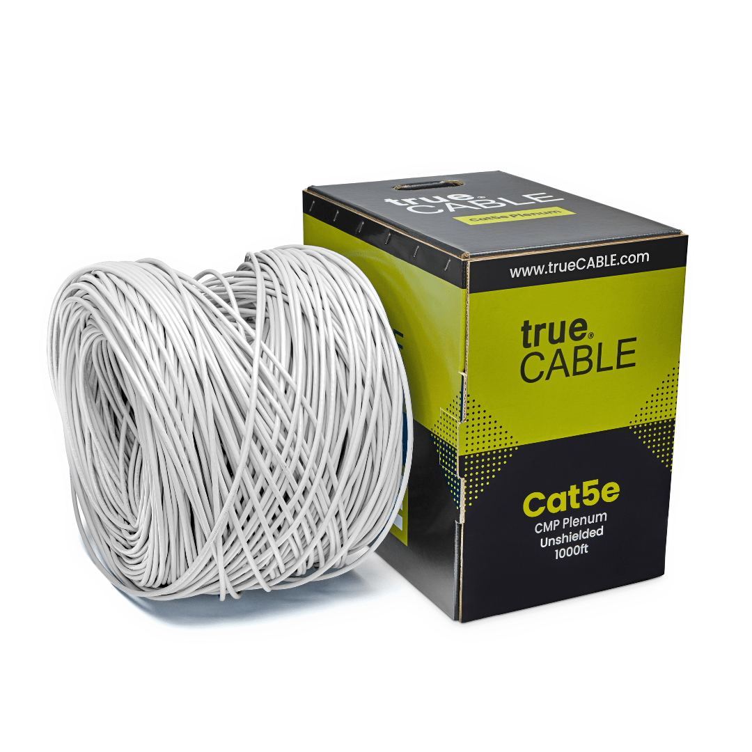 A coiled white cable next to the "trueCABLE" box.