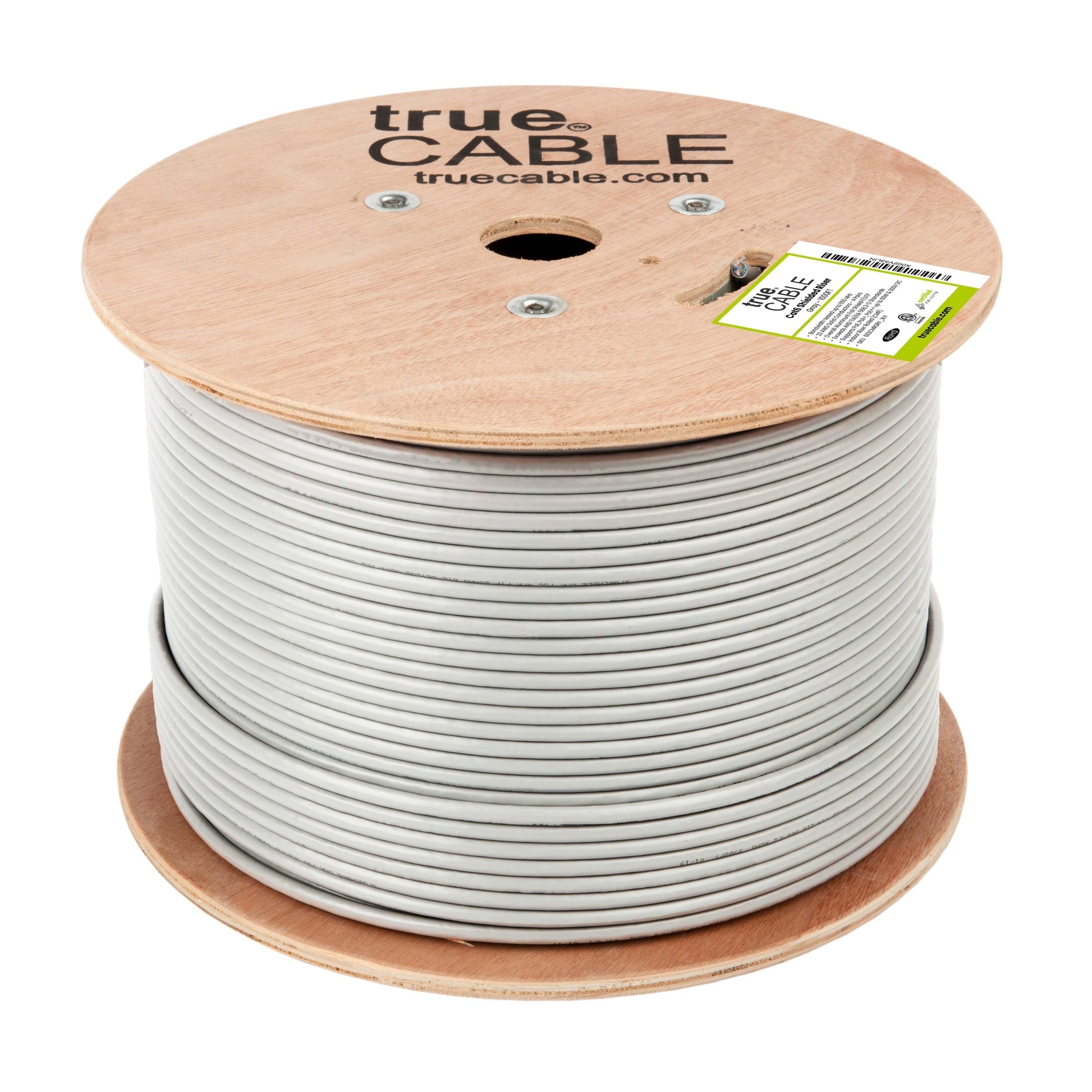 Cat6 Riser Shielded Cable, Gray, 1000ft, Reel, Unwrapped