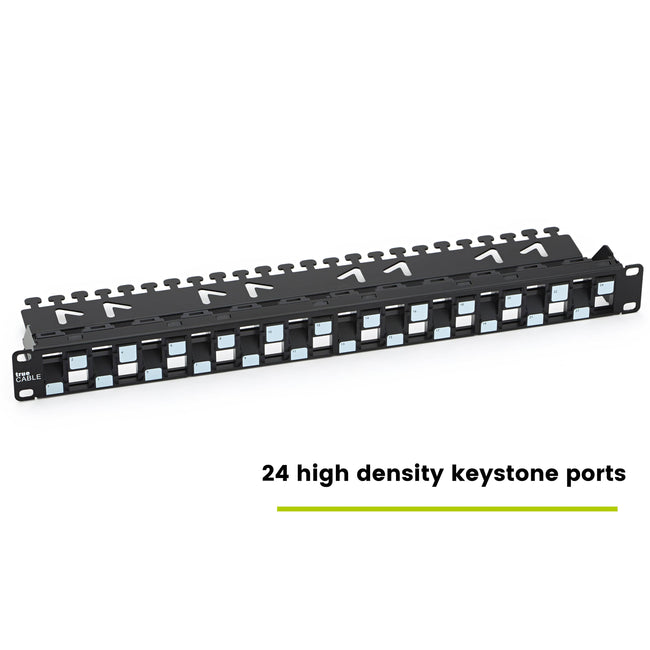 Unshielded Patch panel with 24 high density keystone ports