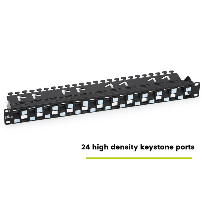 Unshielded Patch Panel, 24 Port, 1U, Staggered Blank Modular