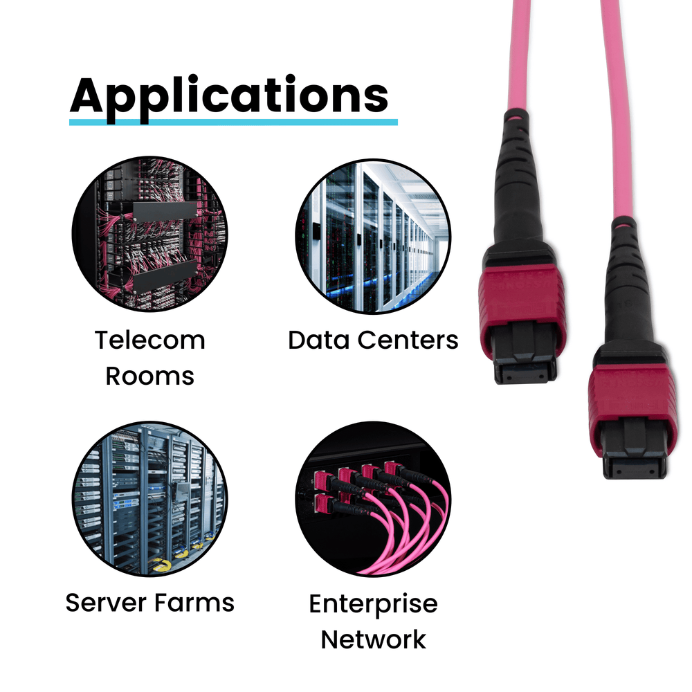 High-Quality MTP® to MTP® Female OM4 12 Fiber Type B MM OFNP | trueCABLE