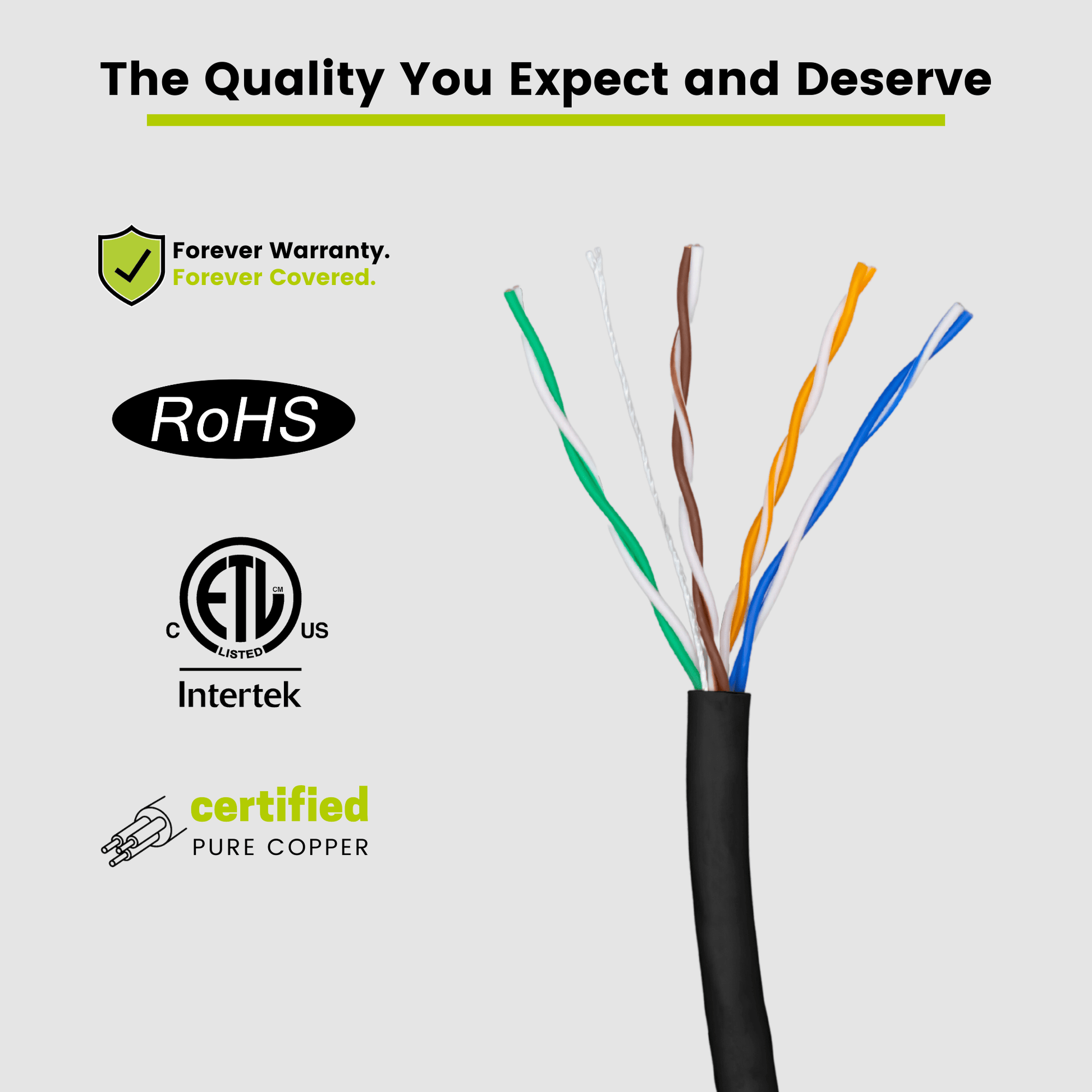 Cat5e Riser Ethernet Cable Black 1000ft trueCABLE Close Up