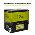 The "trueCABLE" box, labeled "Easily keep track of remaining cable length" with markings for length on the side.
