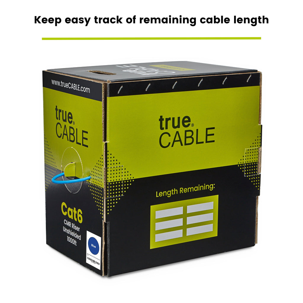 trueCABLE Cat6 Unshielded Ethernet Cable 1000ft Blue