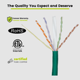 Cat6A Plenum Ethernet Cable Green 1000ft trueCABLE Close Up