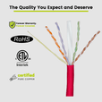 Cat6A Plenum Ethernet Cable Red 1000ft trueCABLE Close Up