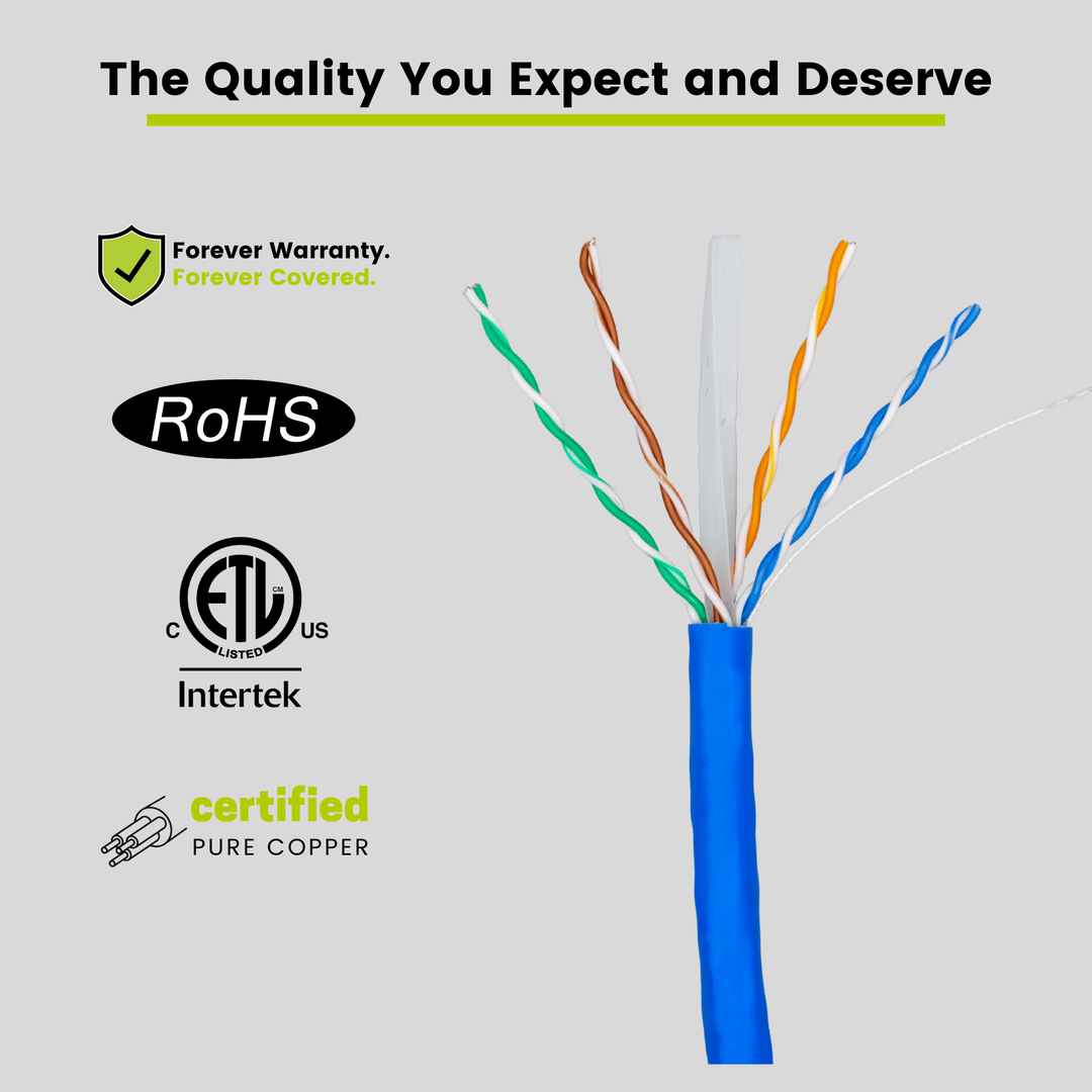 Cat6A Riser Ethernet Cable Blue 1000ft trueCABLE Close Up