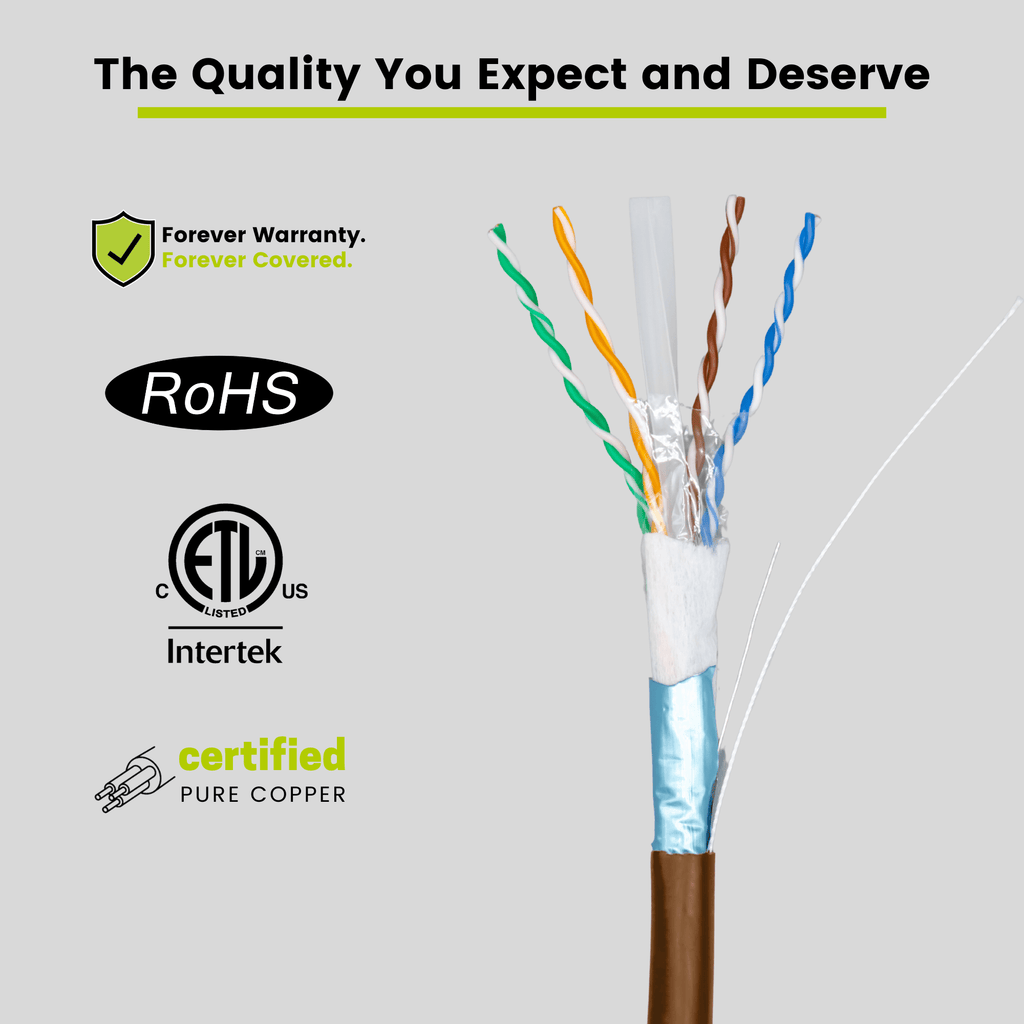 Cat6 Shielded Direct Burial Cable Brown 1000ft trueCABLE Closeup