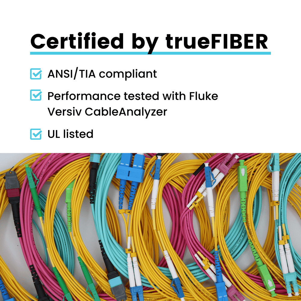 High-Quality MTP® to MTP® Female OM4 12 Fiber Type B MM OFNP | trueCABLE