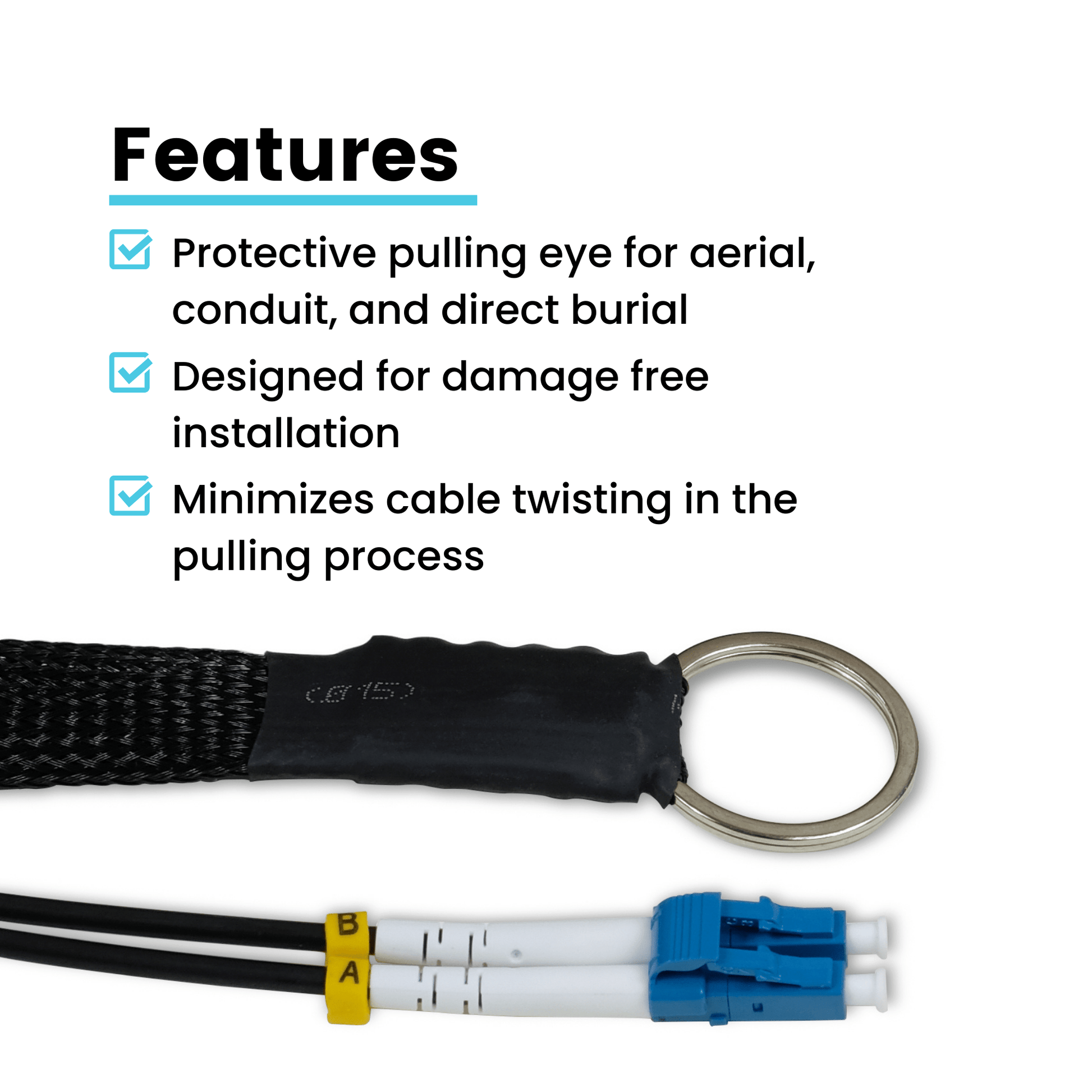 LC-LC UPC Pre-Terminated 2 Strand Fiber | OS2 Singlemode Outdoor | Direct Burial Armored