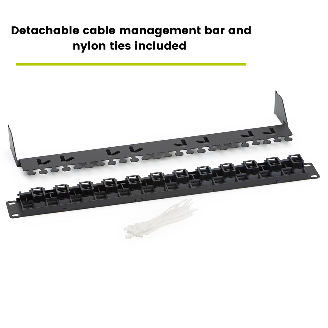 Detachable cable management bar with nylon ties included