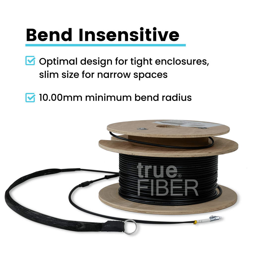 LC-LC UPC Pre-Terminated 2 Strand Fiber | OS2 Singlemode Outdoor | Direct Burial Armored