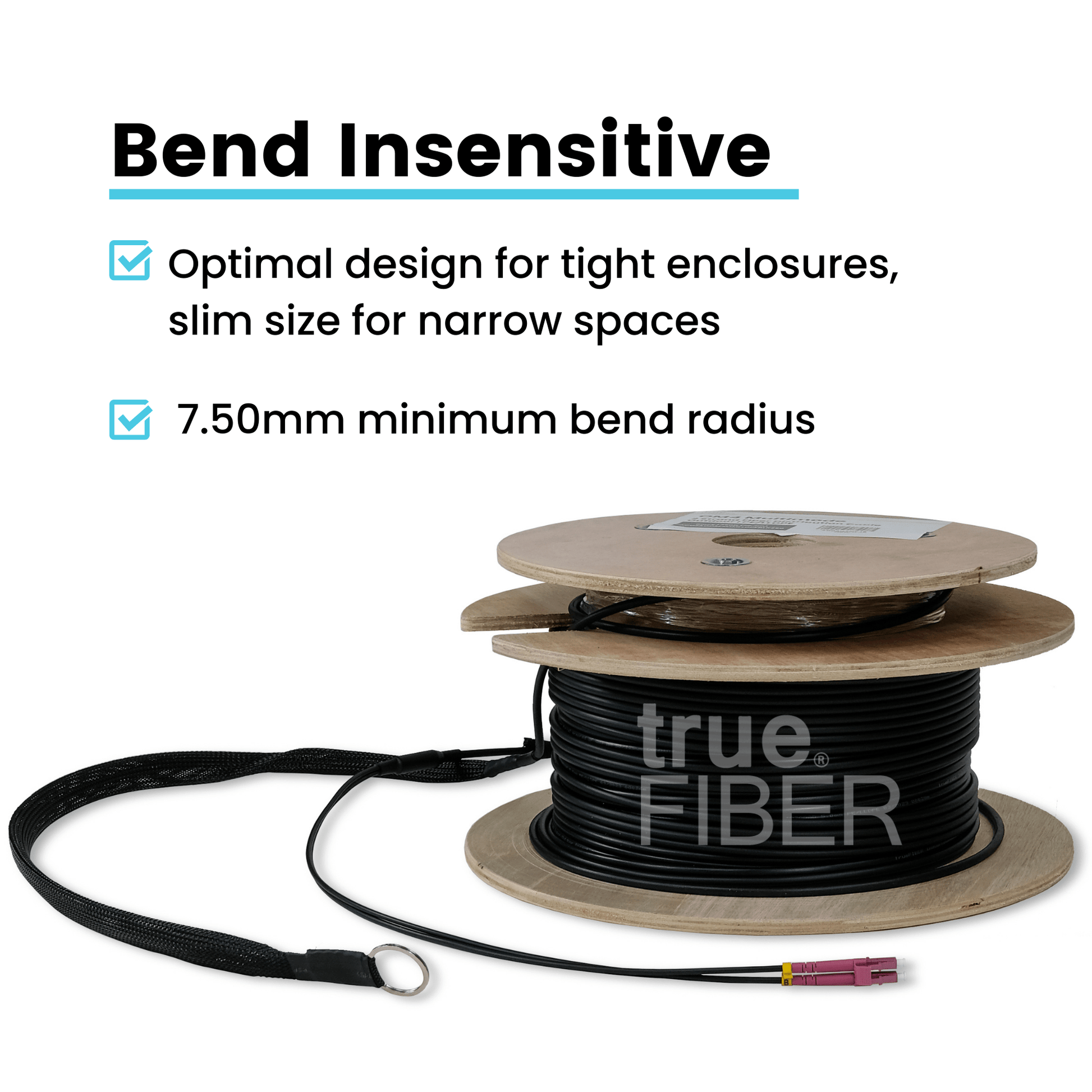 LC-LC UPC Pre-Terminated 2 Strand Fiber | OM4 Multimode Outdoor | Direct Burial Armored