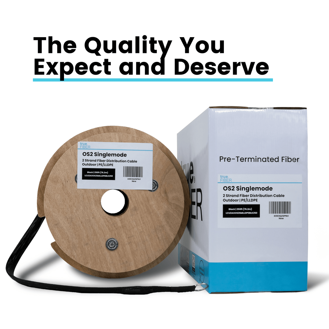 LC-LC UPC Pre-Terminated 2 Strand Fiber | OS2 Singlemode Outdoor | Direct Burial Armored