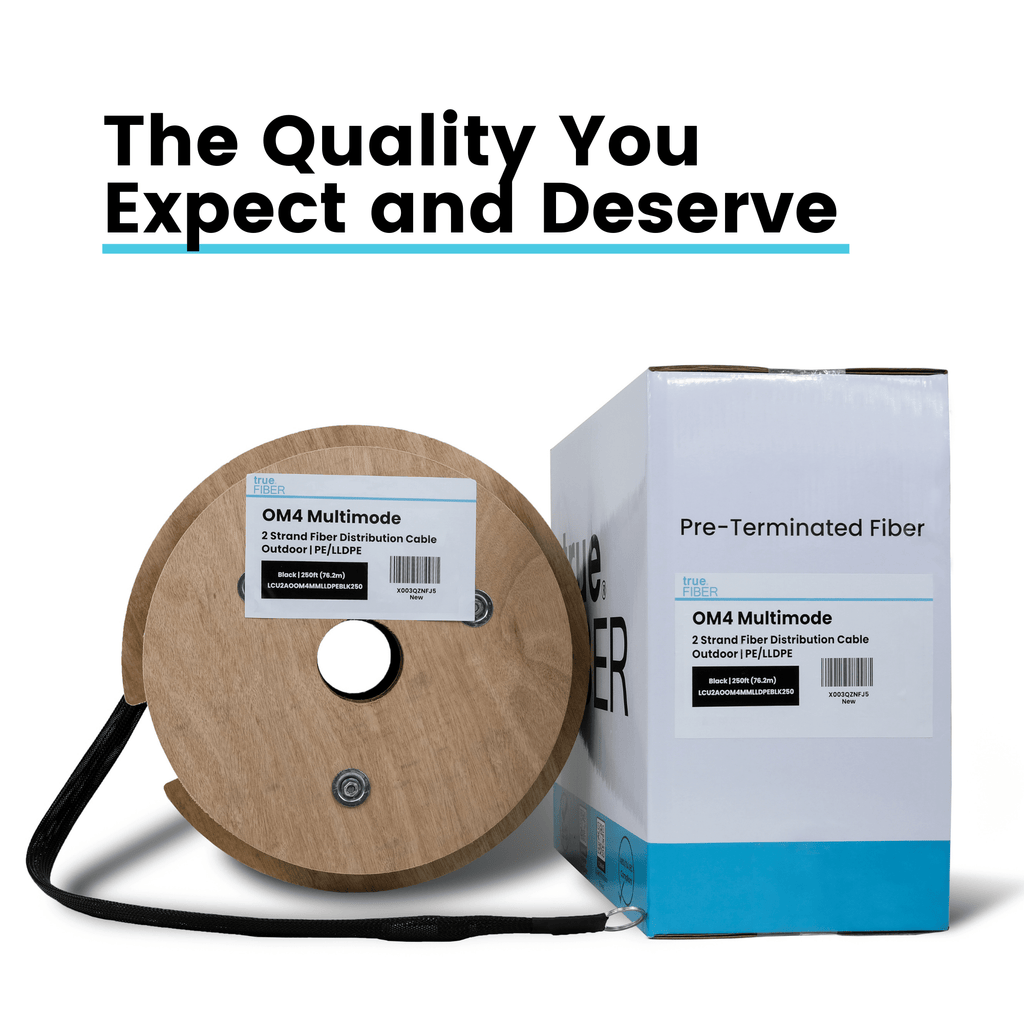 LC-LC UPC Pre-Terminated 2 Strand Fiber | OM4 Multimode Outdoor | Direct Burial Armored