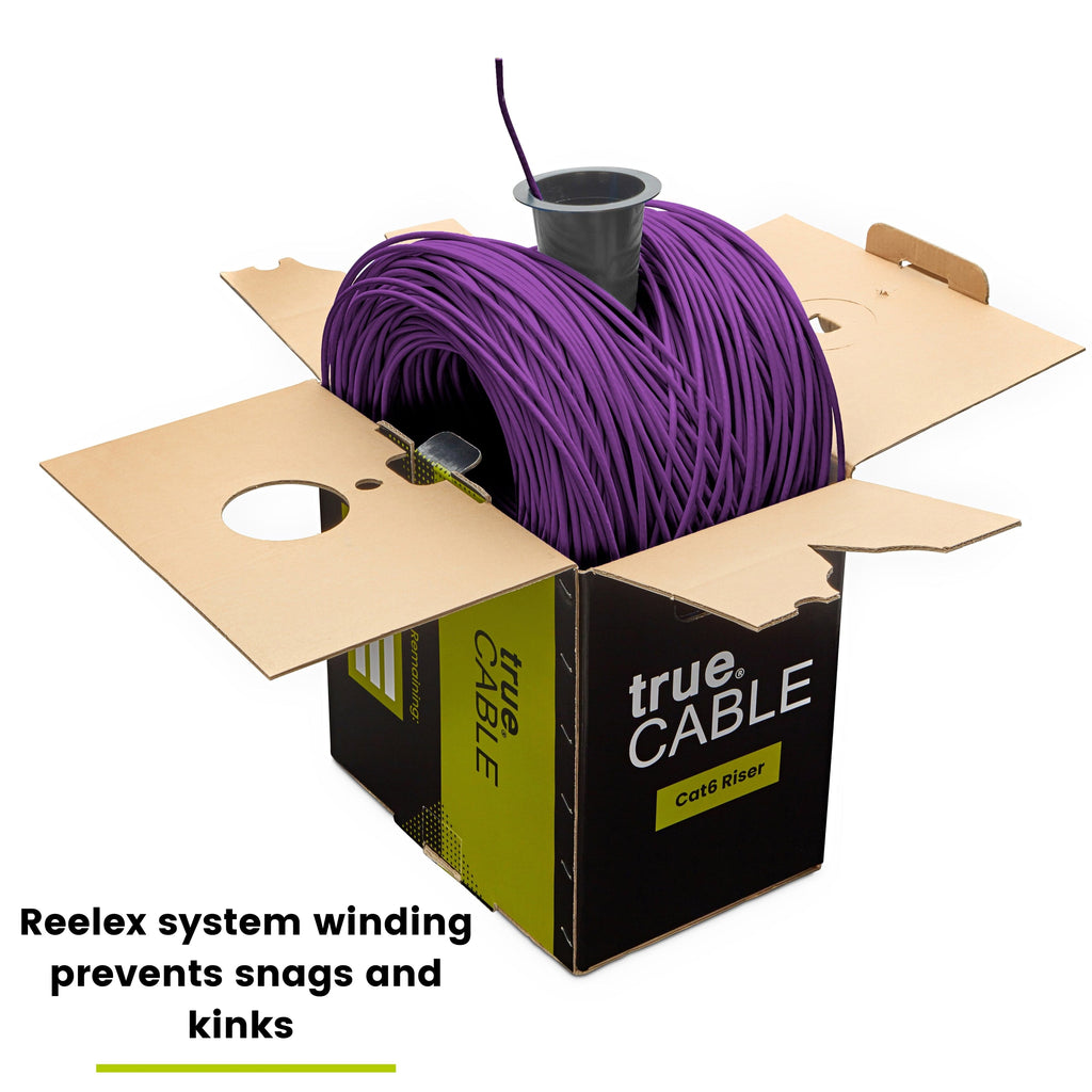 True CABLE Cat6 CMR Riser Unshielded 1000ft purple Ethernet Cable