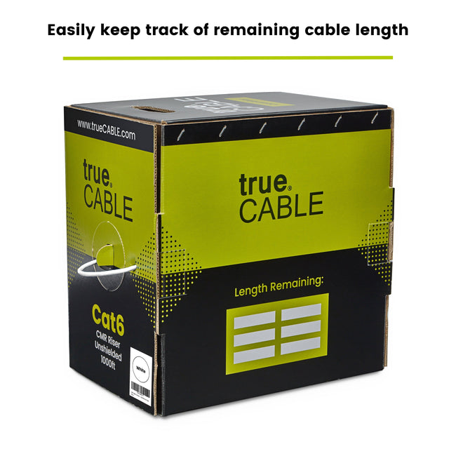 trueCABLE Cat6 Unshielded Ethernet Cable 1000ft white