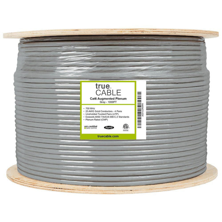 Cat6A Plenum Bulk Ethernet Cable, Unshielded | trueCABLE