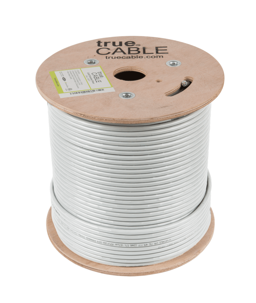 Cat6 Shielded Riser Ethernet Cable Gray 500ft trueCABLE Reel No Wrap