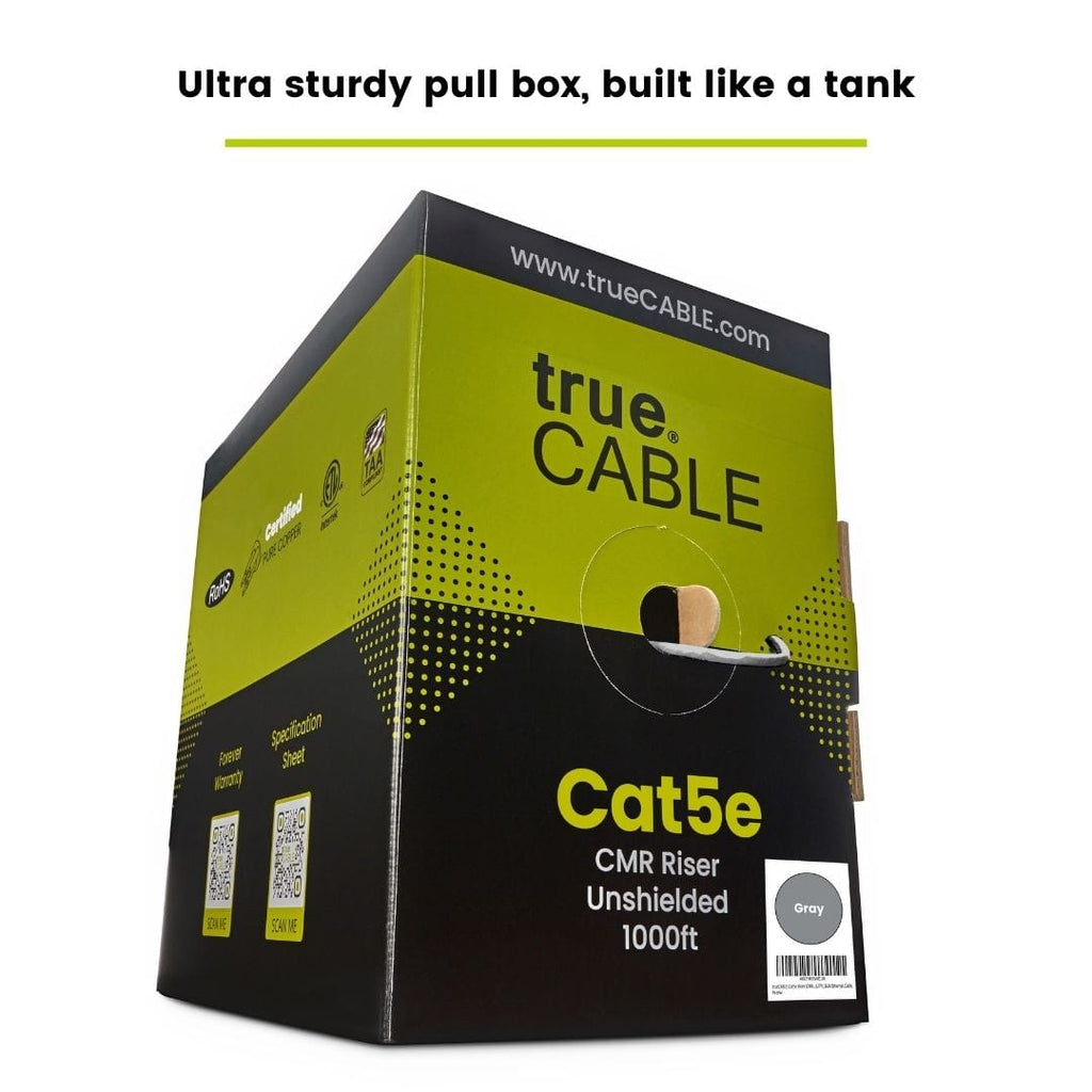 trueCABLE Cat5e Riser Ethernet Cable 1000ft Box Gray