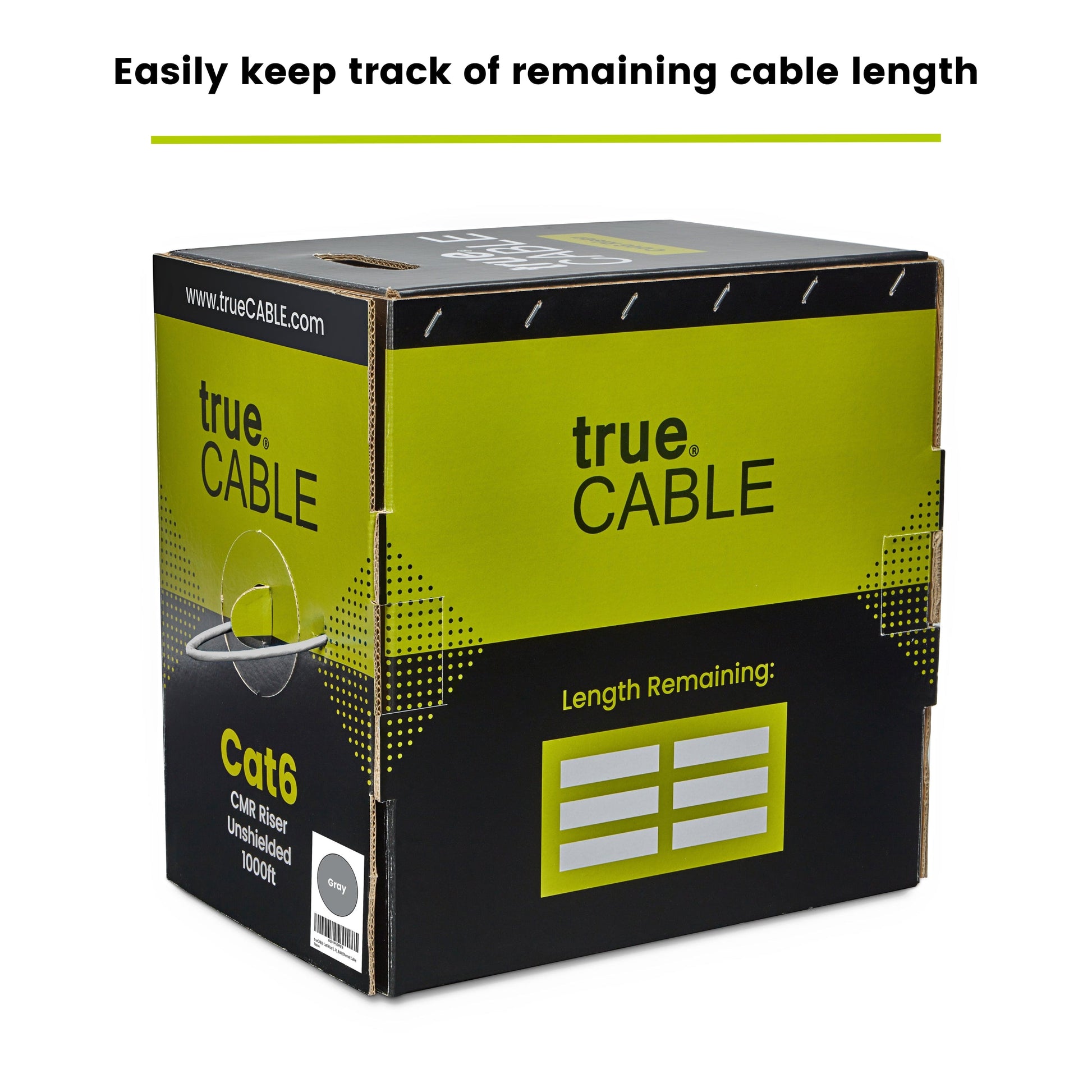 trueCABLE Cat6 Unshielded Ethernet Cable 1000ft Gray