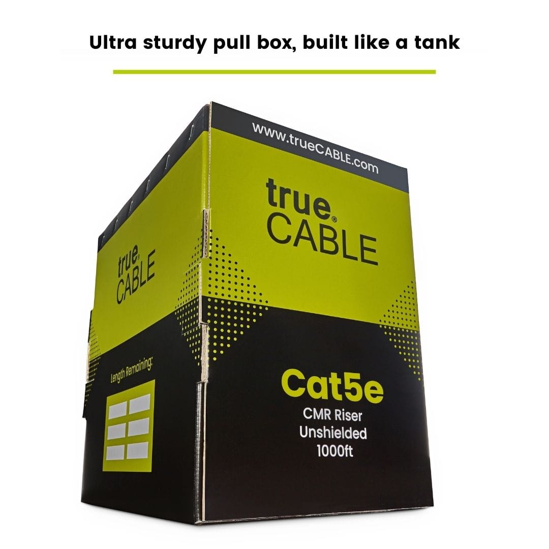 trueCABLE Cat5e Riser Black Ethernet Cable 1000ft Box