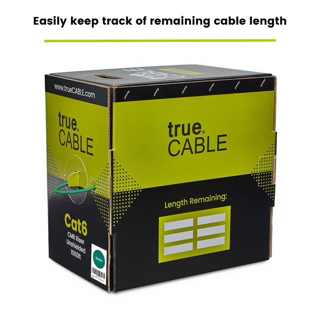 trueCABLE Cat6 Unshielded Ethernet Cable 1000ft Green