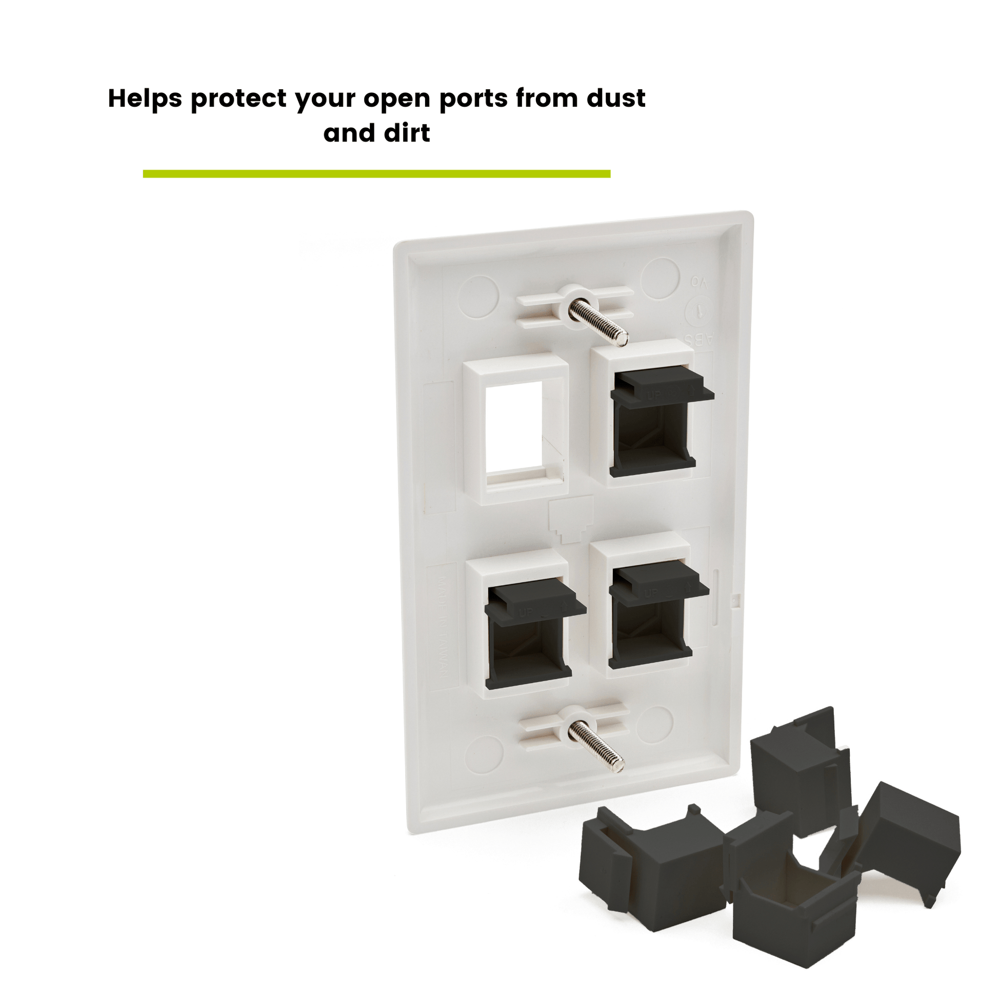 Blank Keystone Insert, Black, Installed in Duct to Protect Open Ports