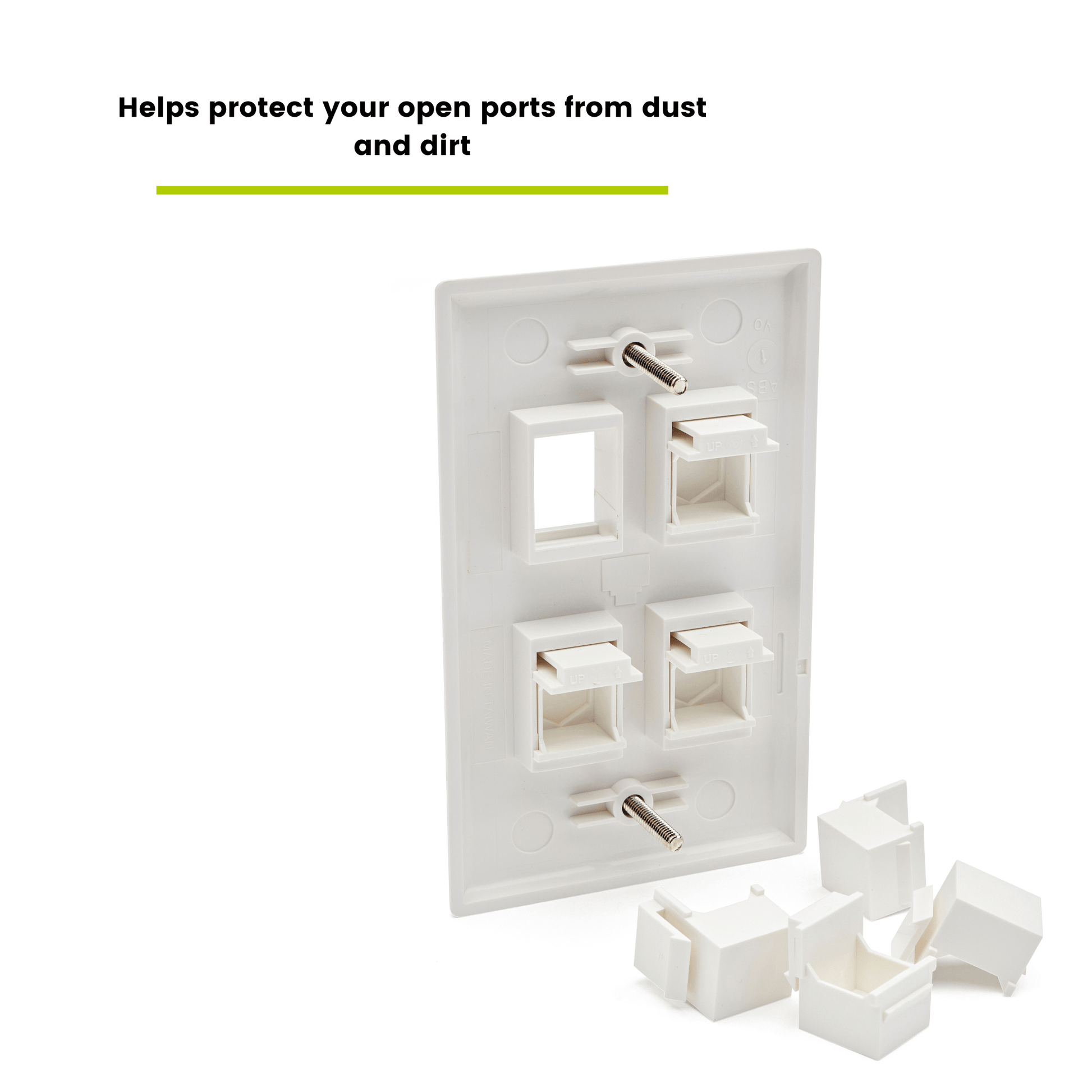 Blank Keystone Inserts White, Installed in Duct to Protect ports from Dust