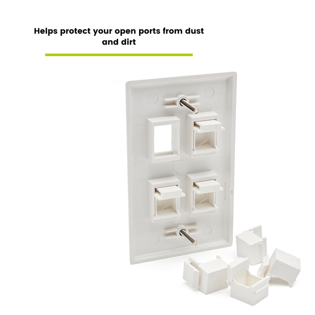 Blank Keystone Inserts White, Installed in Duct to Protect ports from Dust