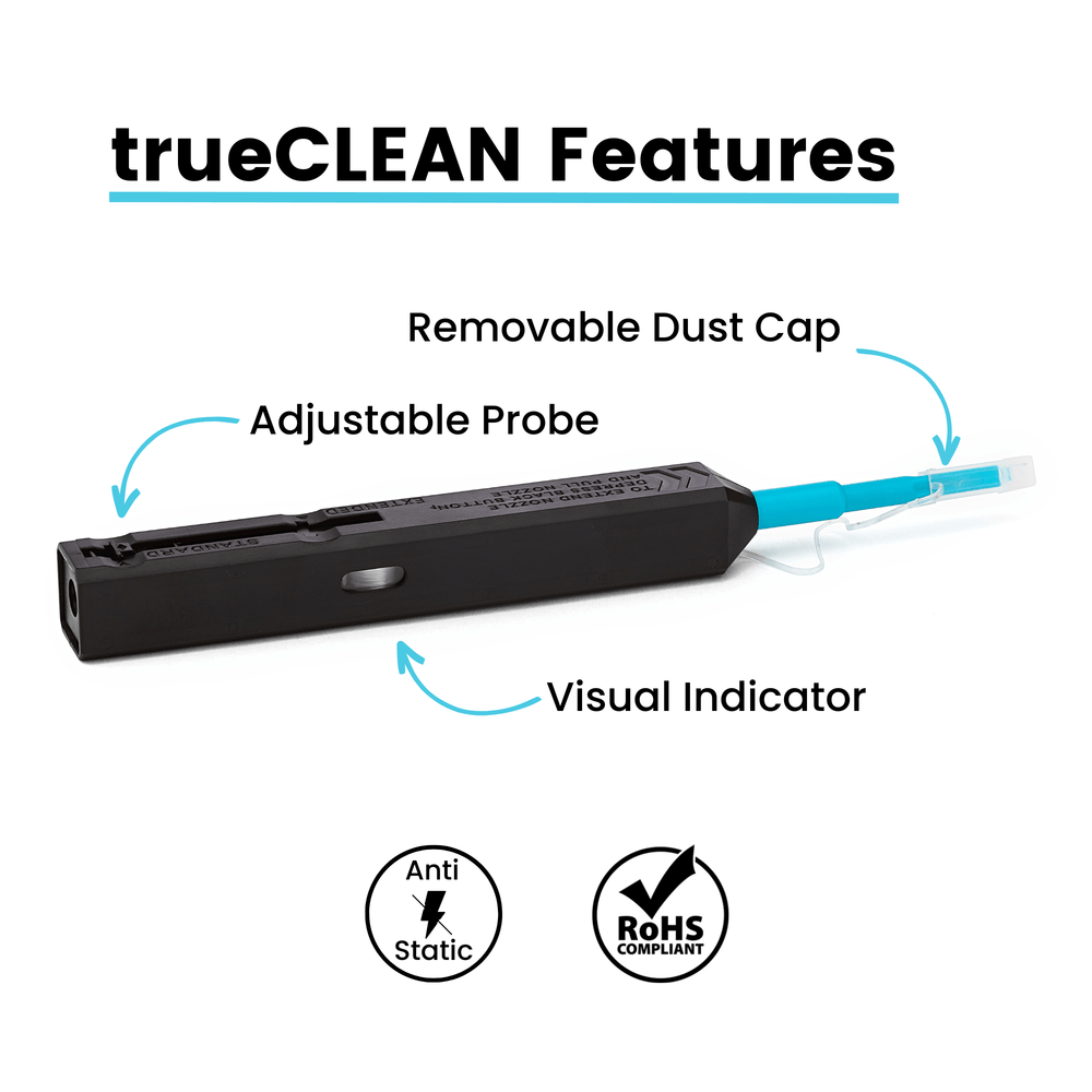 Click Cleaner trueCLEAN High-Quality LC/MU Click Cleaner 1.25mm | trueFIBER