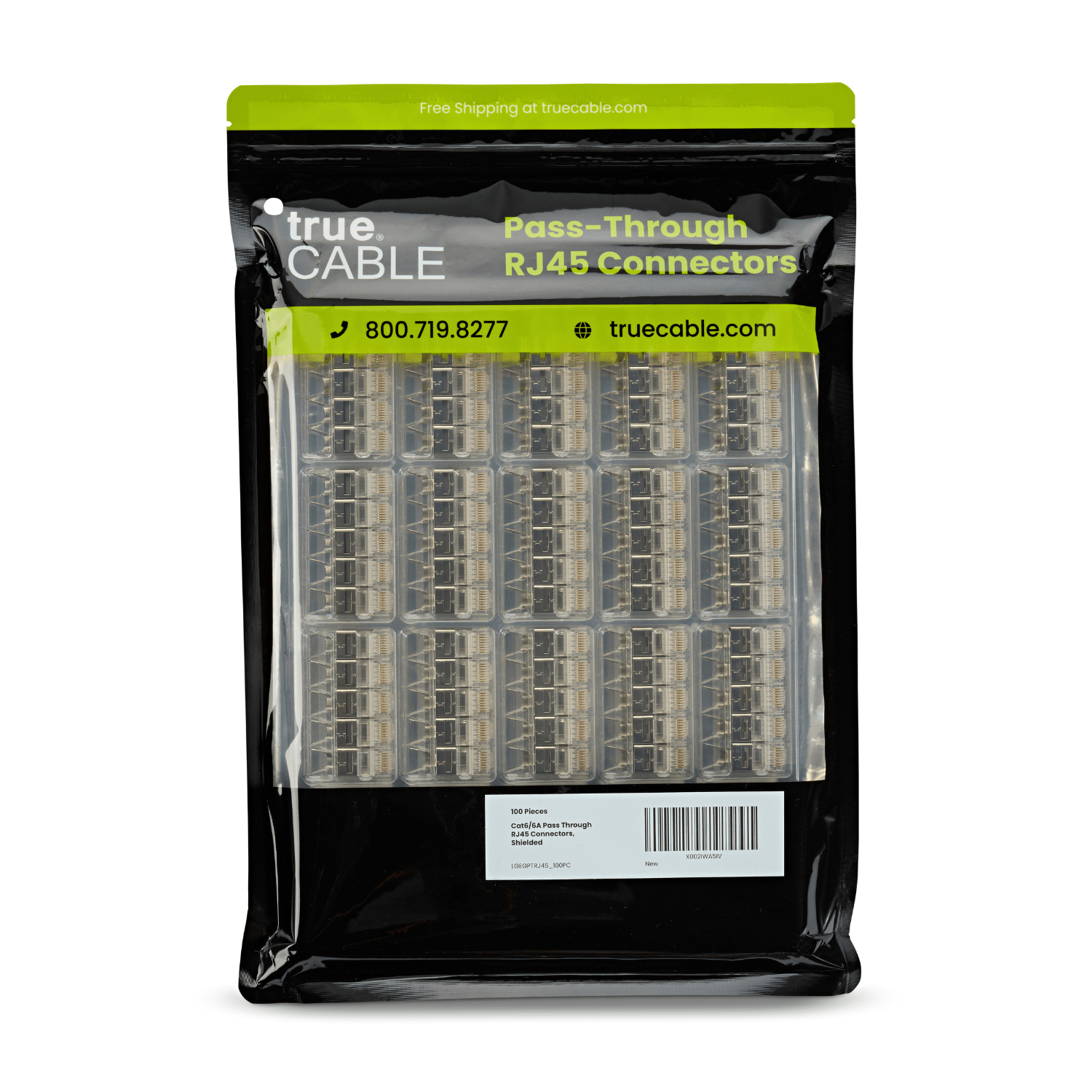 Cat6-6A Pass Through RJ45 Connectors | Shielded | 100pc | Front Packaging