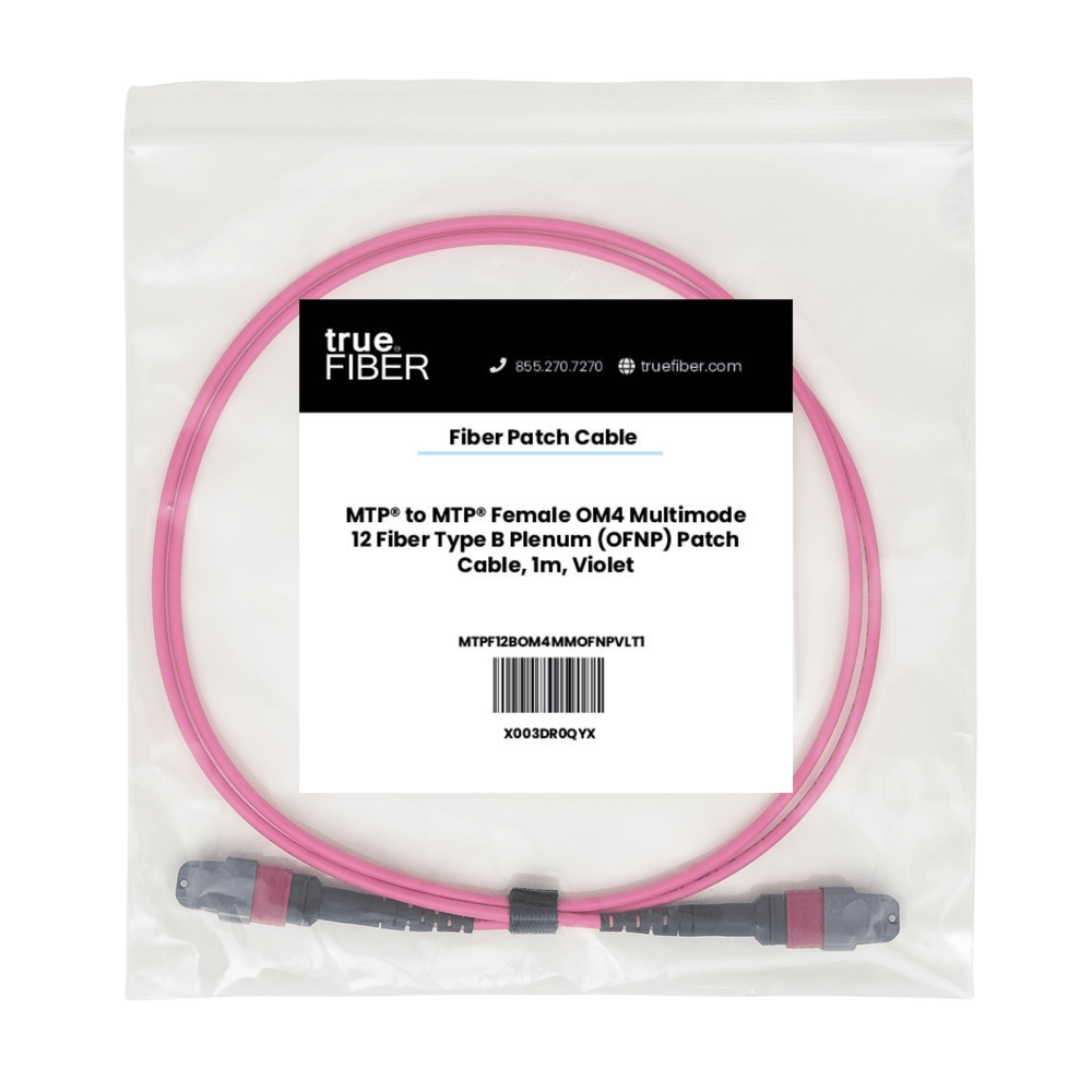 High-Quality MTP® to MTP® Female OM4 12 Fiber Type B MM OFNP | trueCABLE