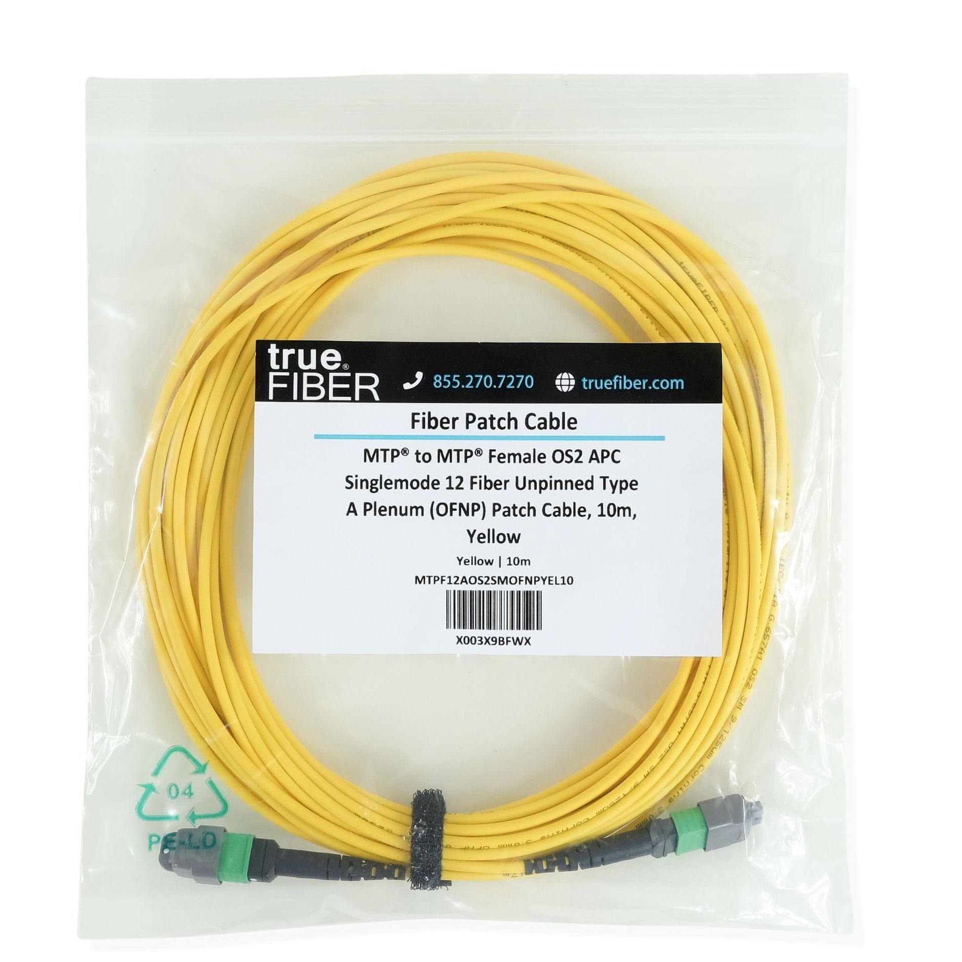 MTP® to MTP® Female OS2 12 Fiber Type A | SM OFNP