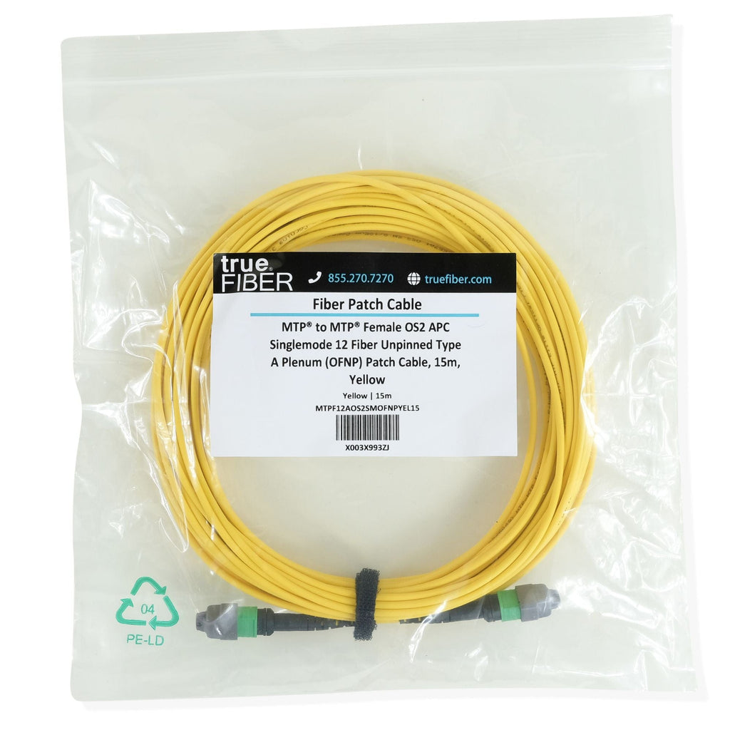 MTP® to MTP® Female OS2 12 Fiber Type A | SM OFNP