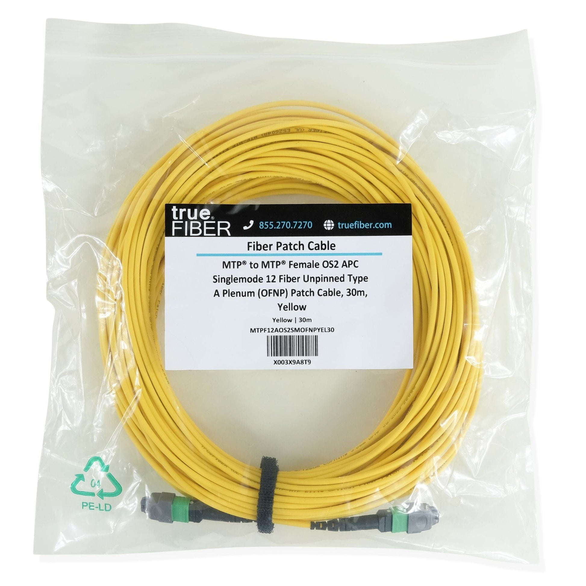 MTP® to MTP® Female OS2 12 Fiber Type A | SM OFNP