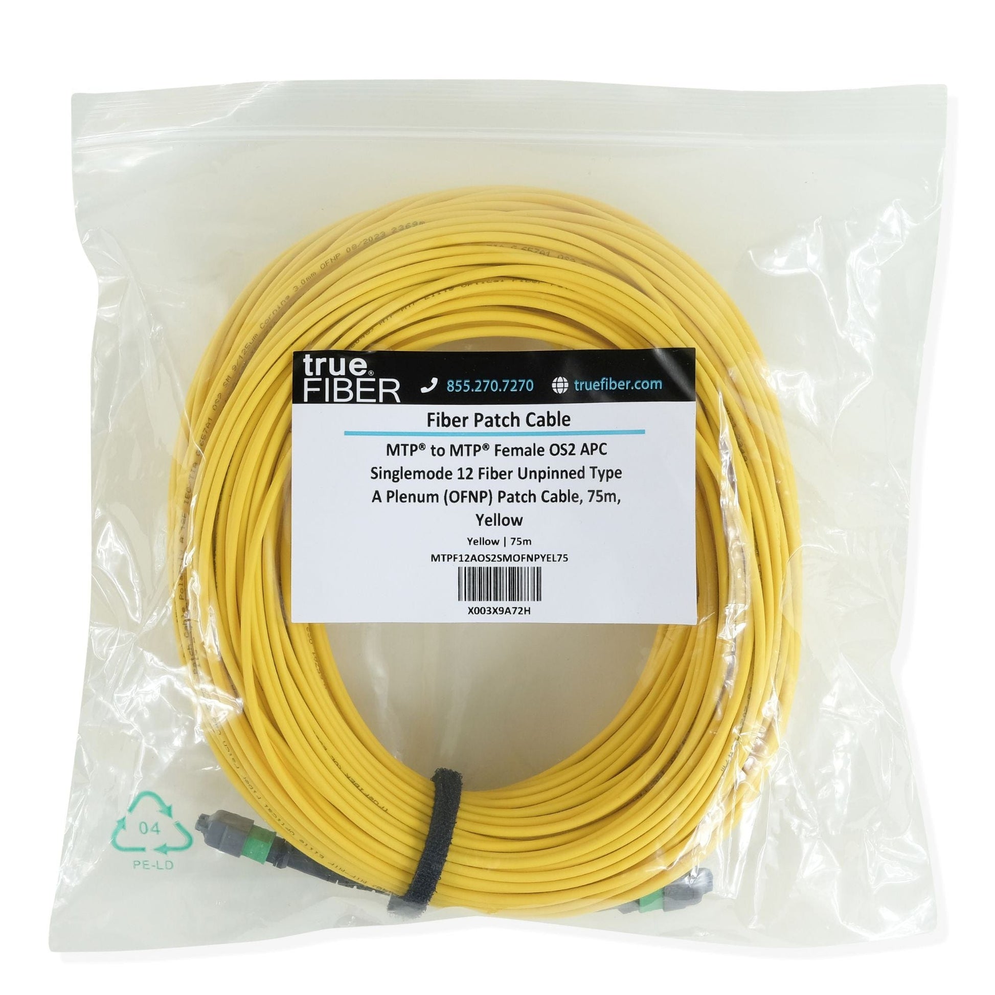 MTP® to MTP® Female OS2 12 Fiber Type A | SM OFNP