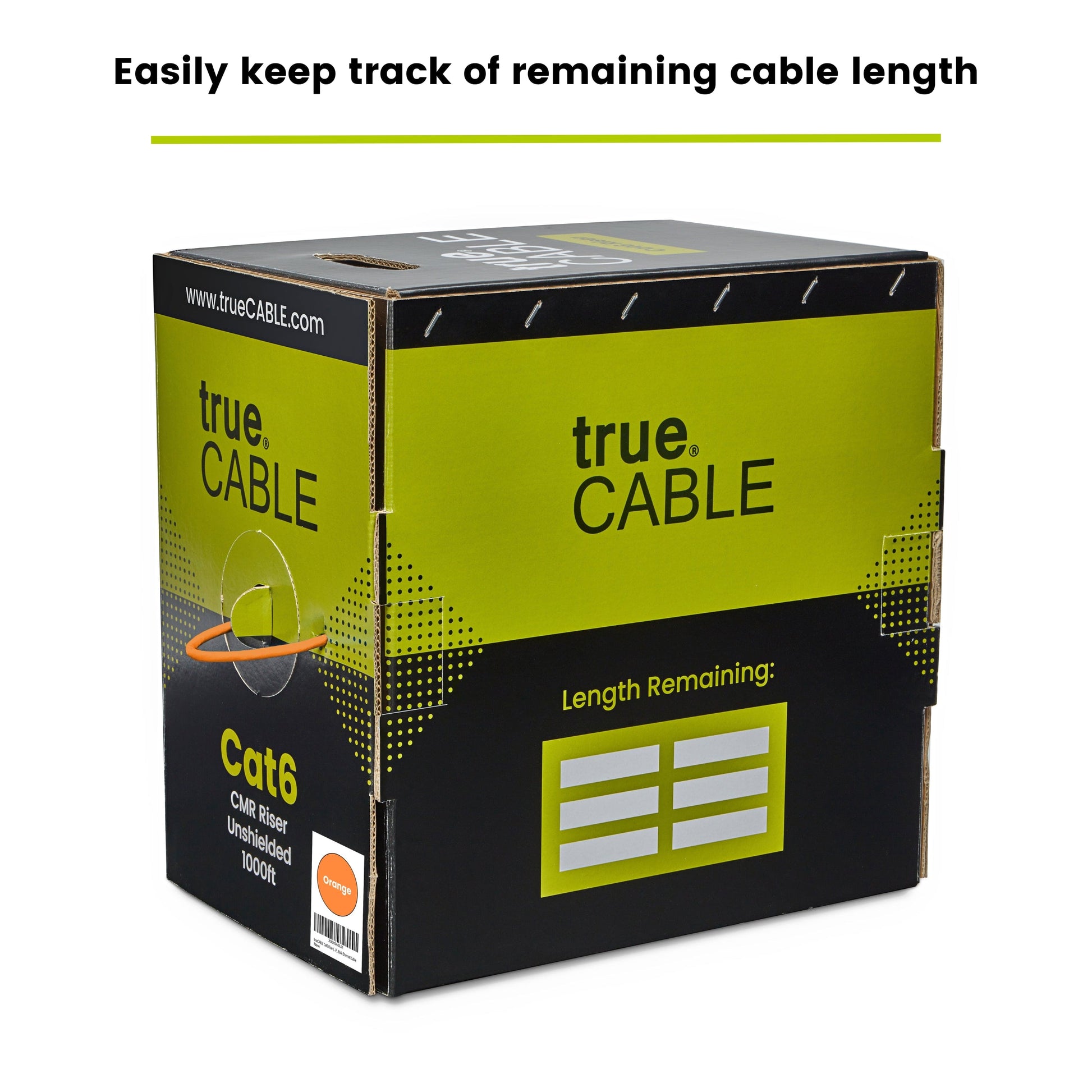 trueCABLE Cat6 Unshielded Ethernet Cable 1000ft Orange