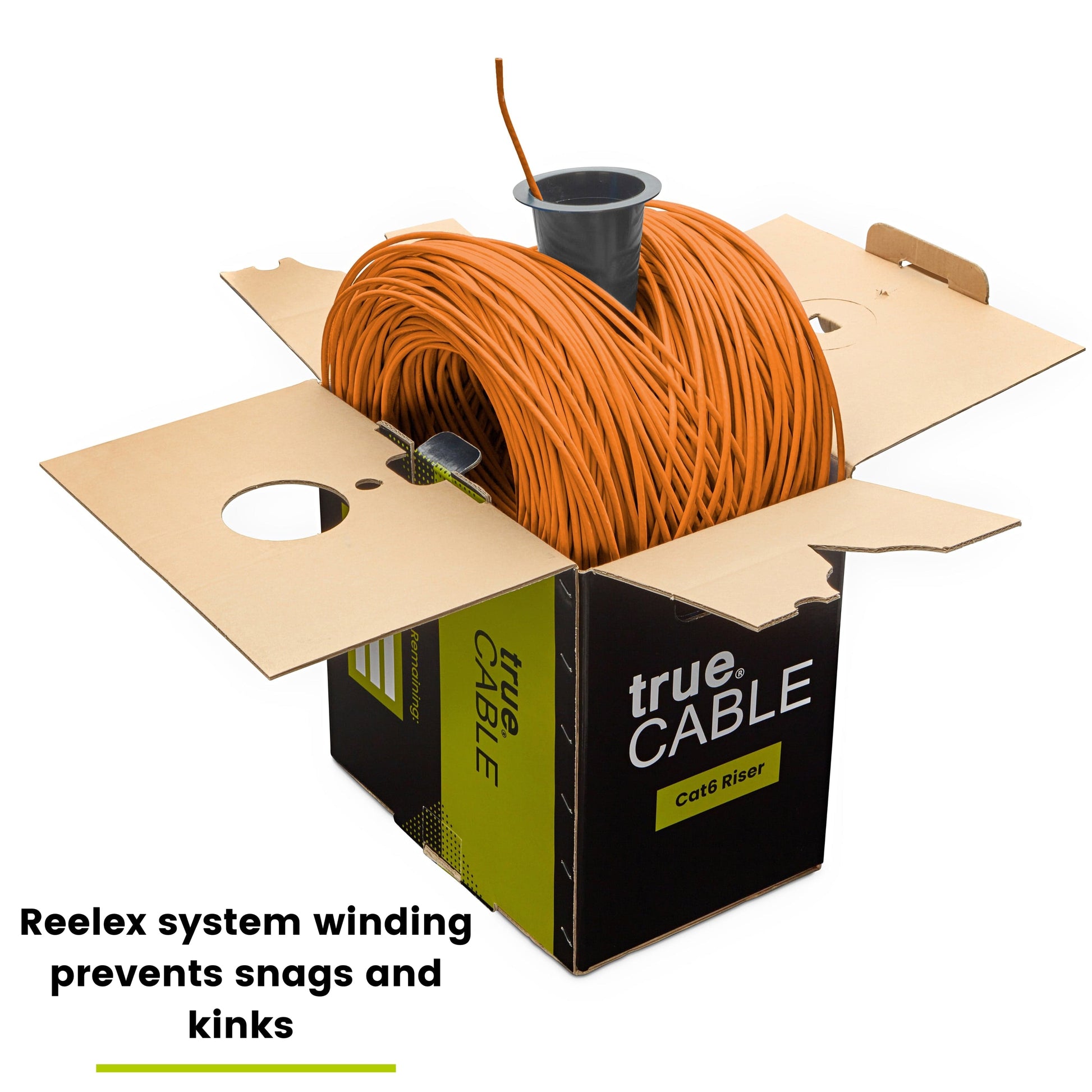True CABLE Cat6 CMR Riser Unshielded 1000ft Orange Ethernet Cable